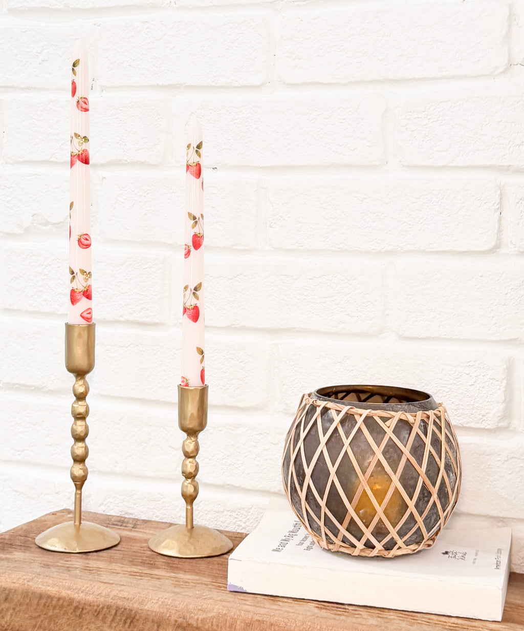 Pair of 10" Wax Taper Candles (Strawberry)