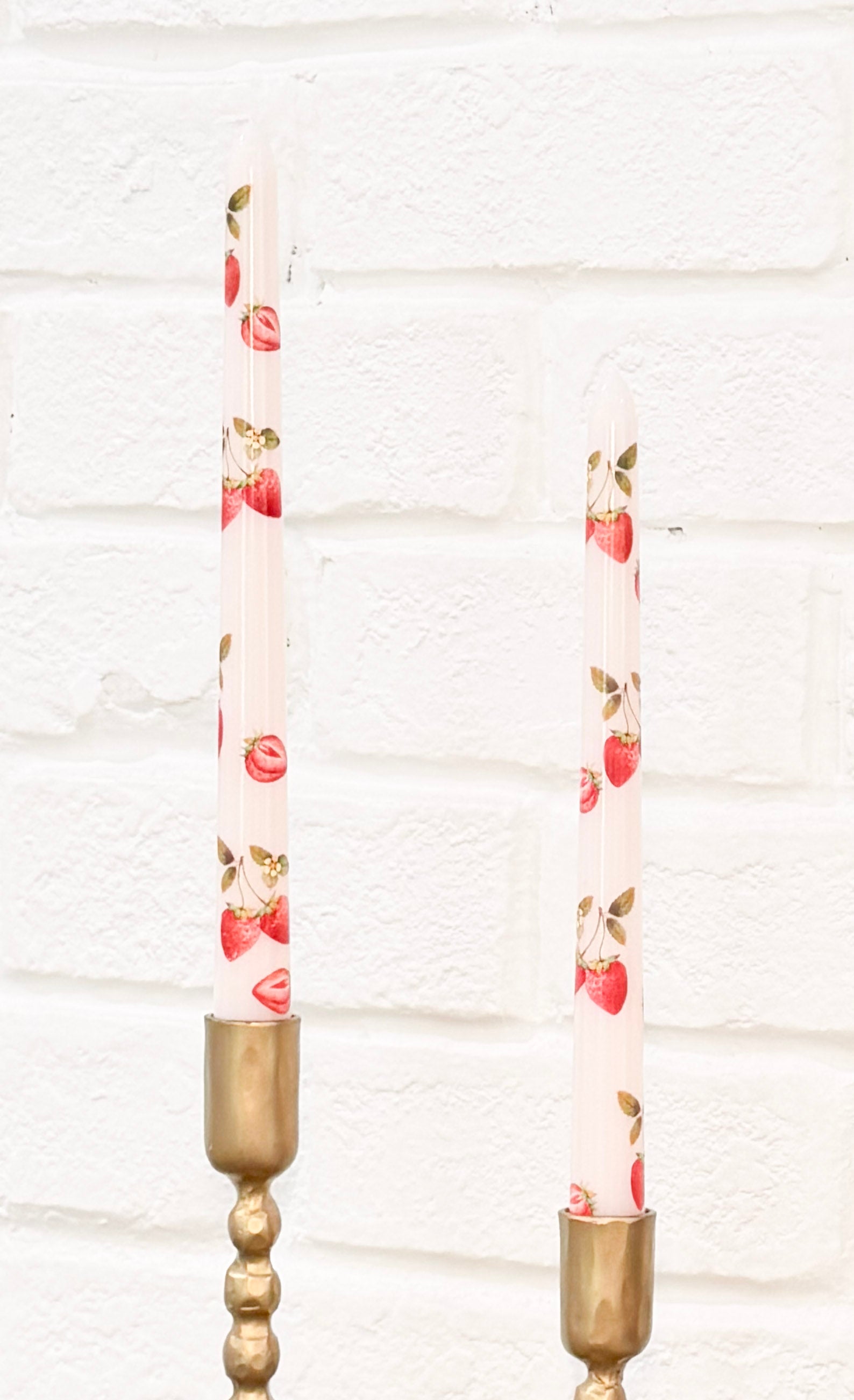 Pair of 10" Wax Taper Candles (Strawberry)