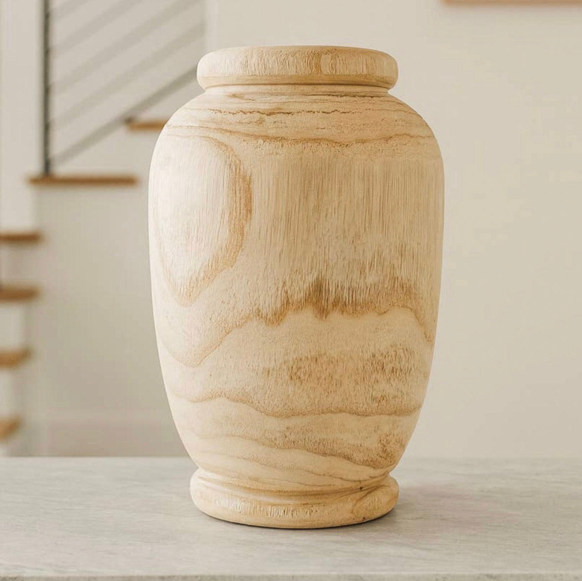 Round Wood Vase