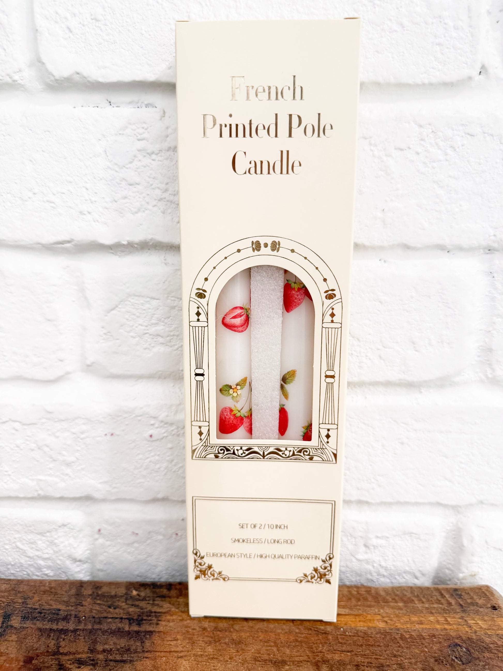 Pair of 10" Wax Taper Candles (Strawberry White)