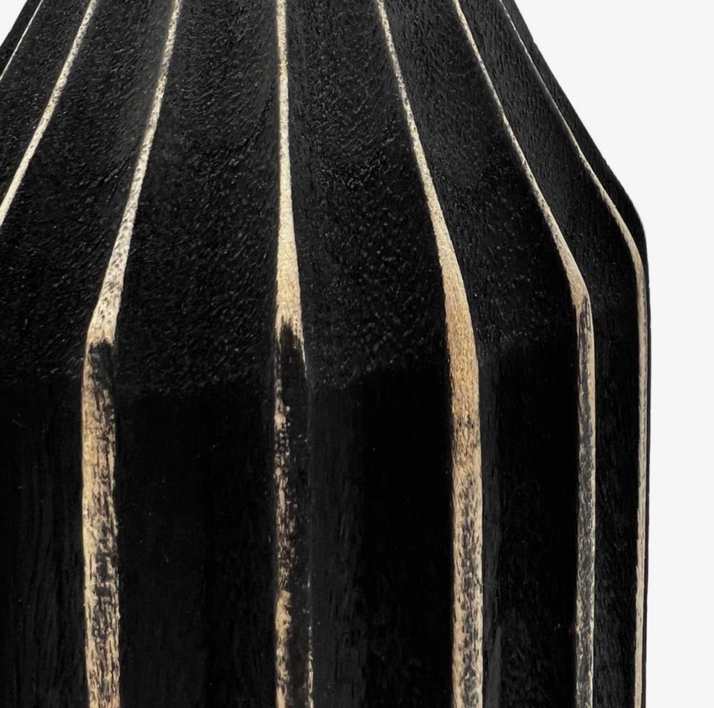 Distressed Carved Wood Vase | Black or White