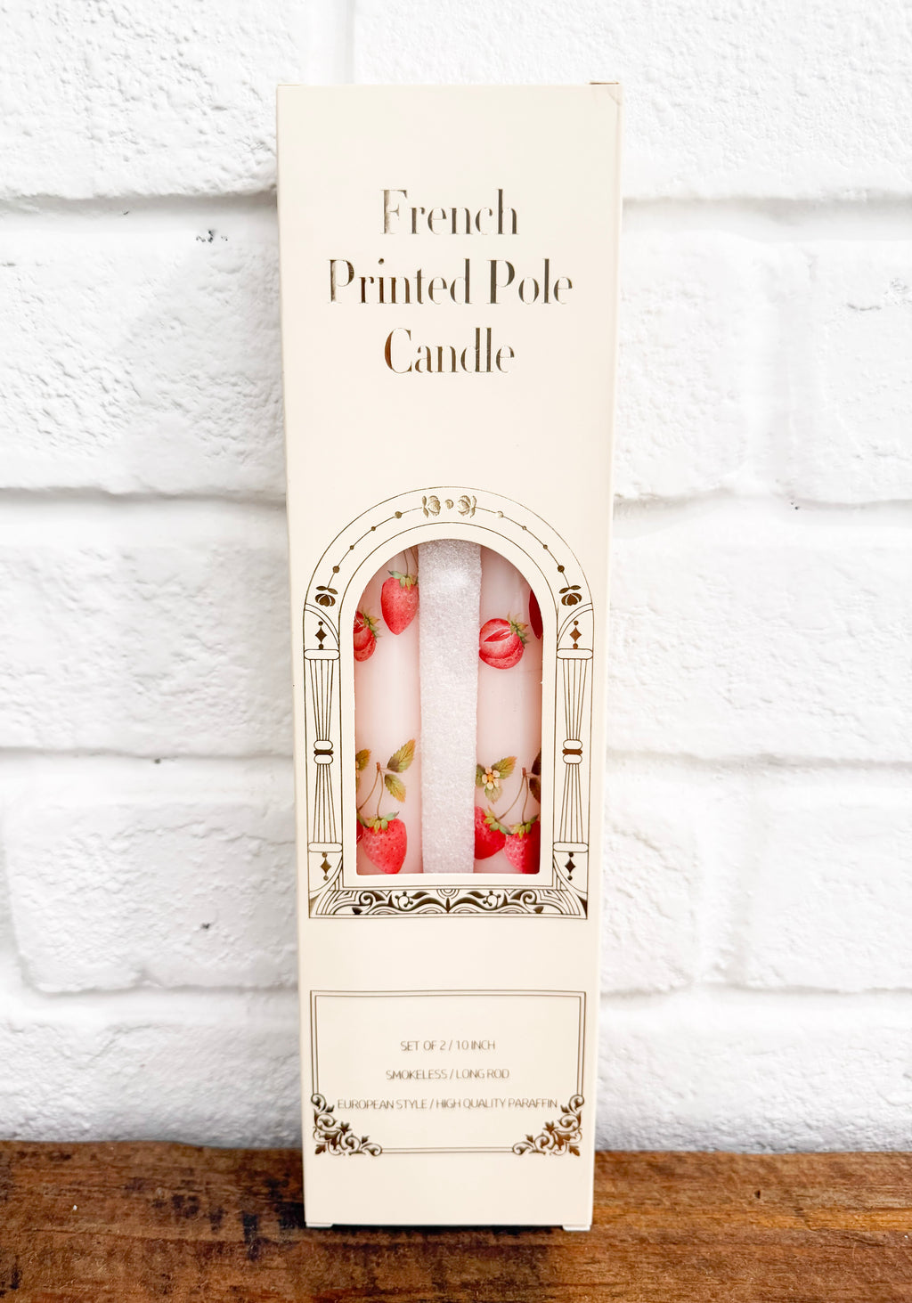 Pair of 10" Wax Taper Candles (Strawberry)