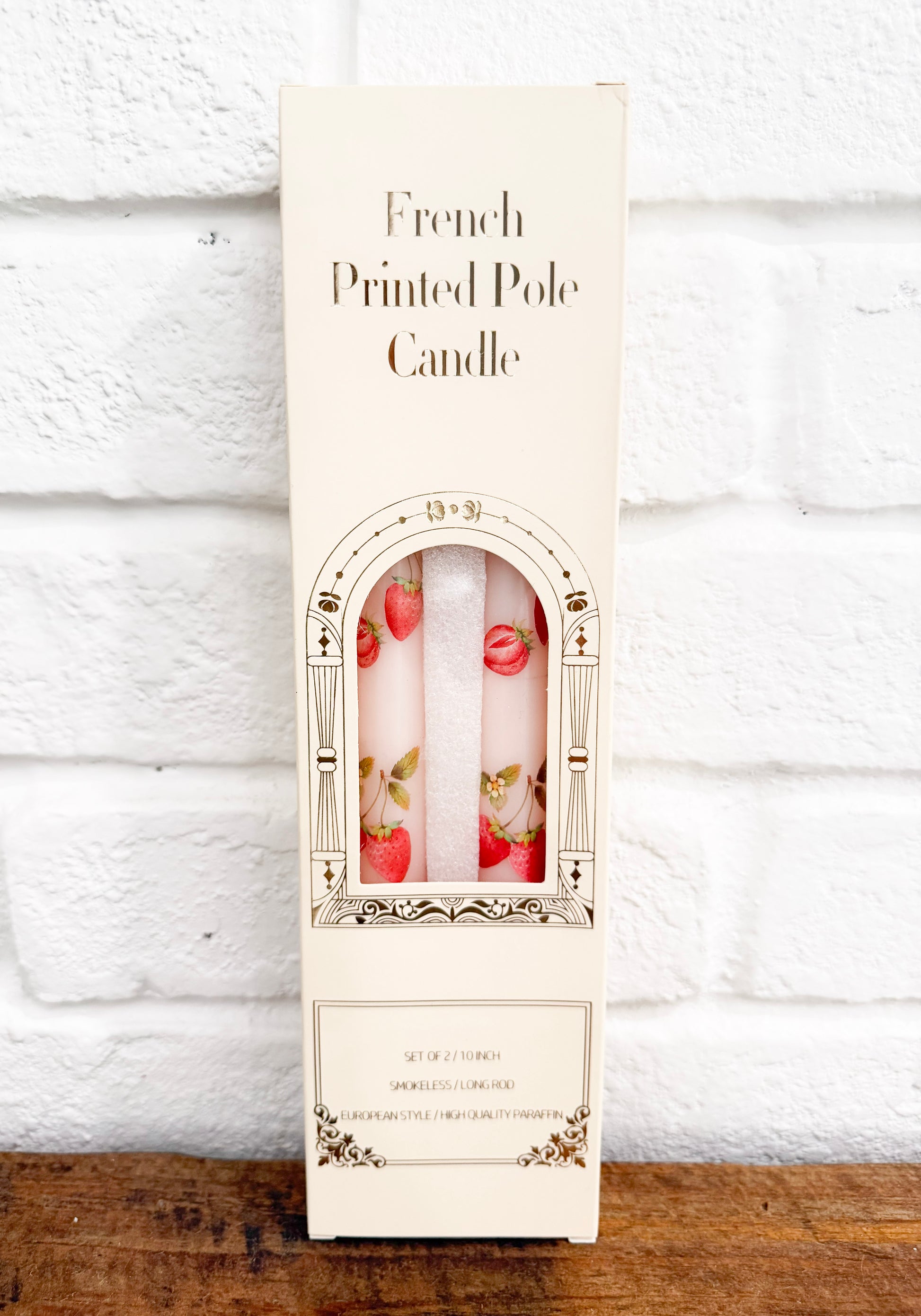 Pair of 10" Wax Taper Candles (Strawberry)