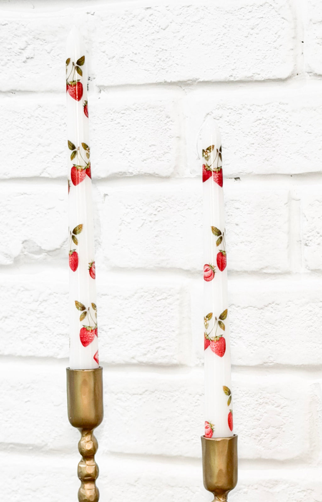 Pair of 10" Wax Taper Candles (Strawberry White)