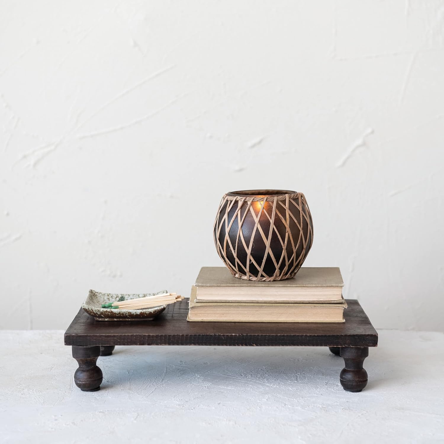 Glass Votive Holder with Woven Rattan Sleeve