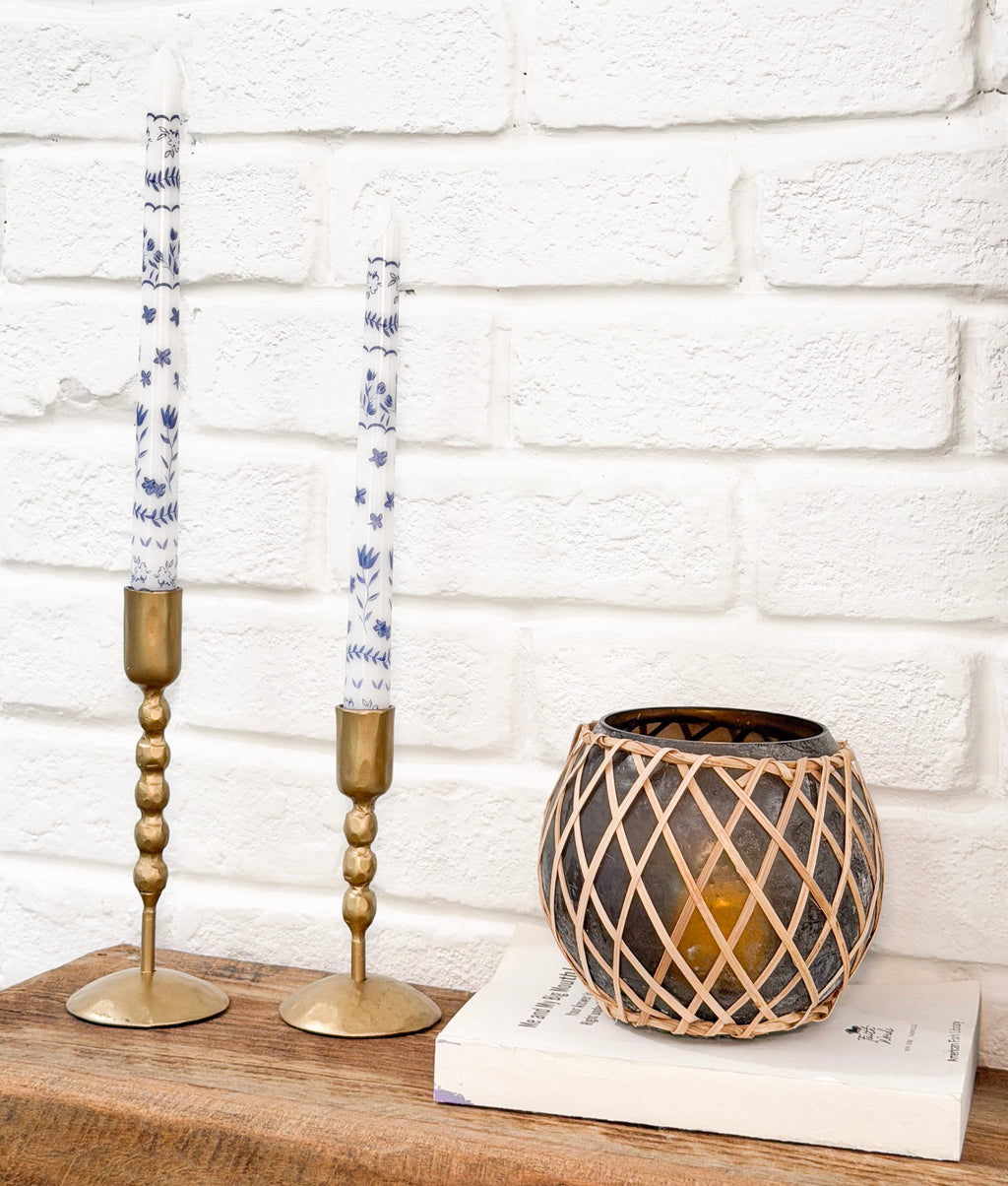 Pair of 10" Wax Taper Candles (Dutch Blue)