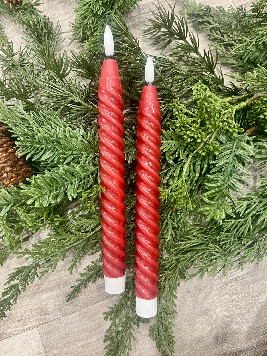 2 Red Twist Candles