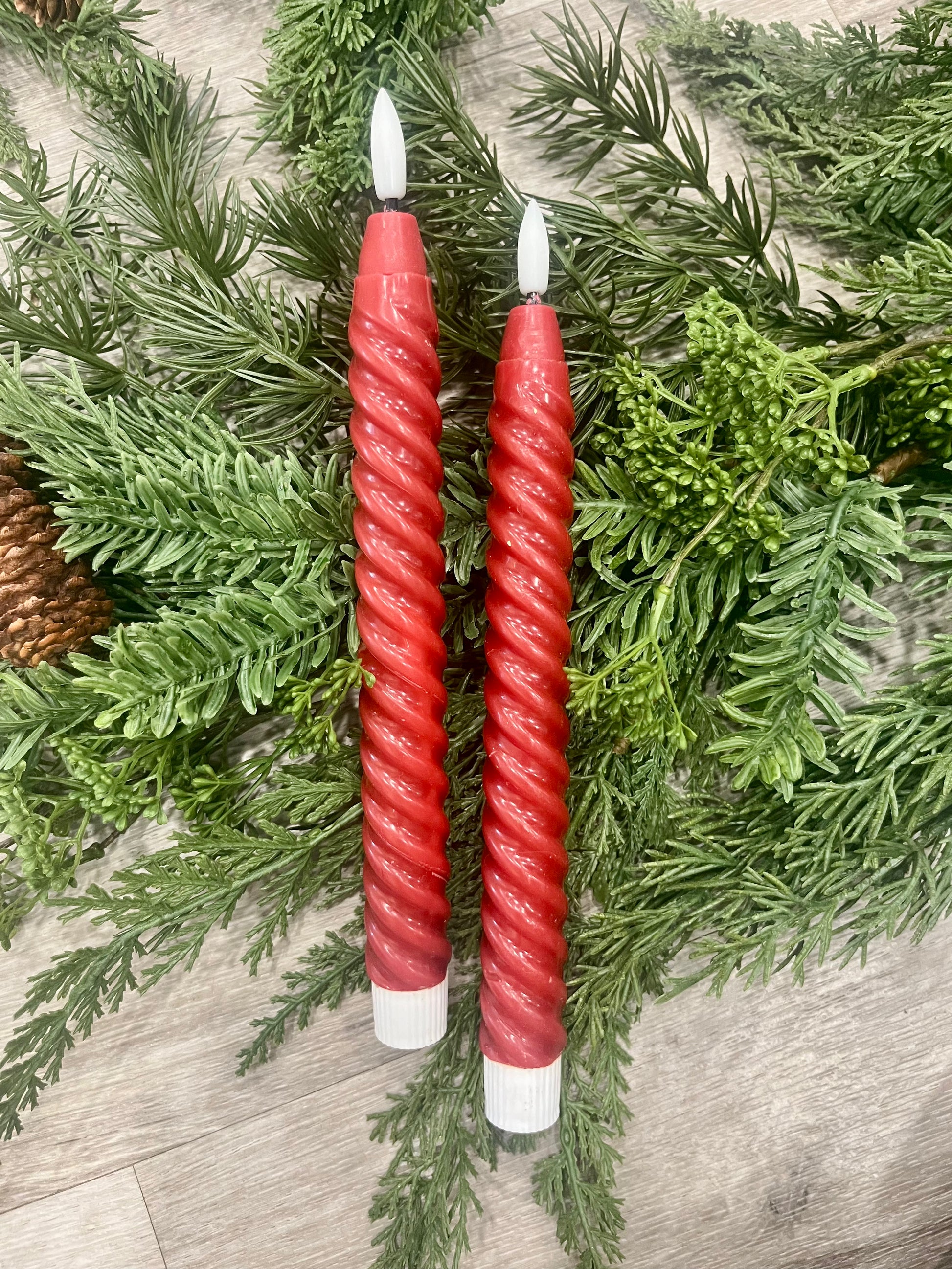 2 Red Twist Candles