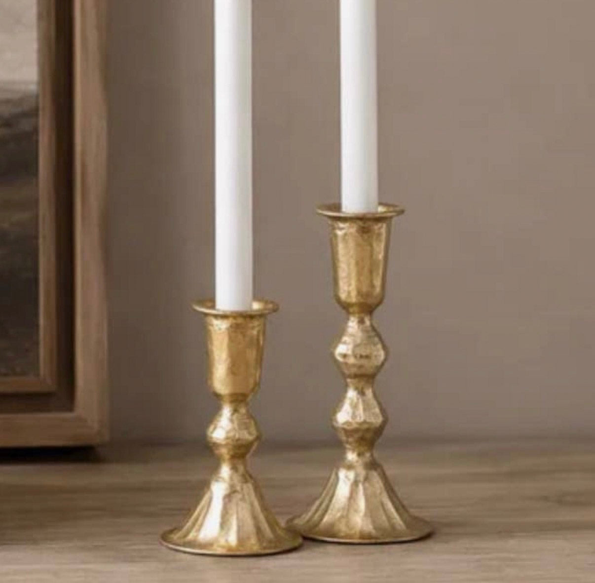 Gold Beaded Candlestick Holders