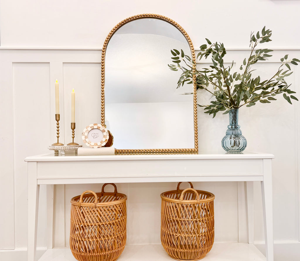 Gold Metal Beaded Mirror