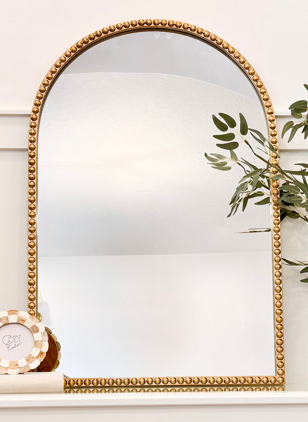 Gold Metal Beaded Mirror