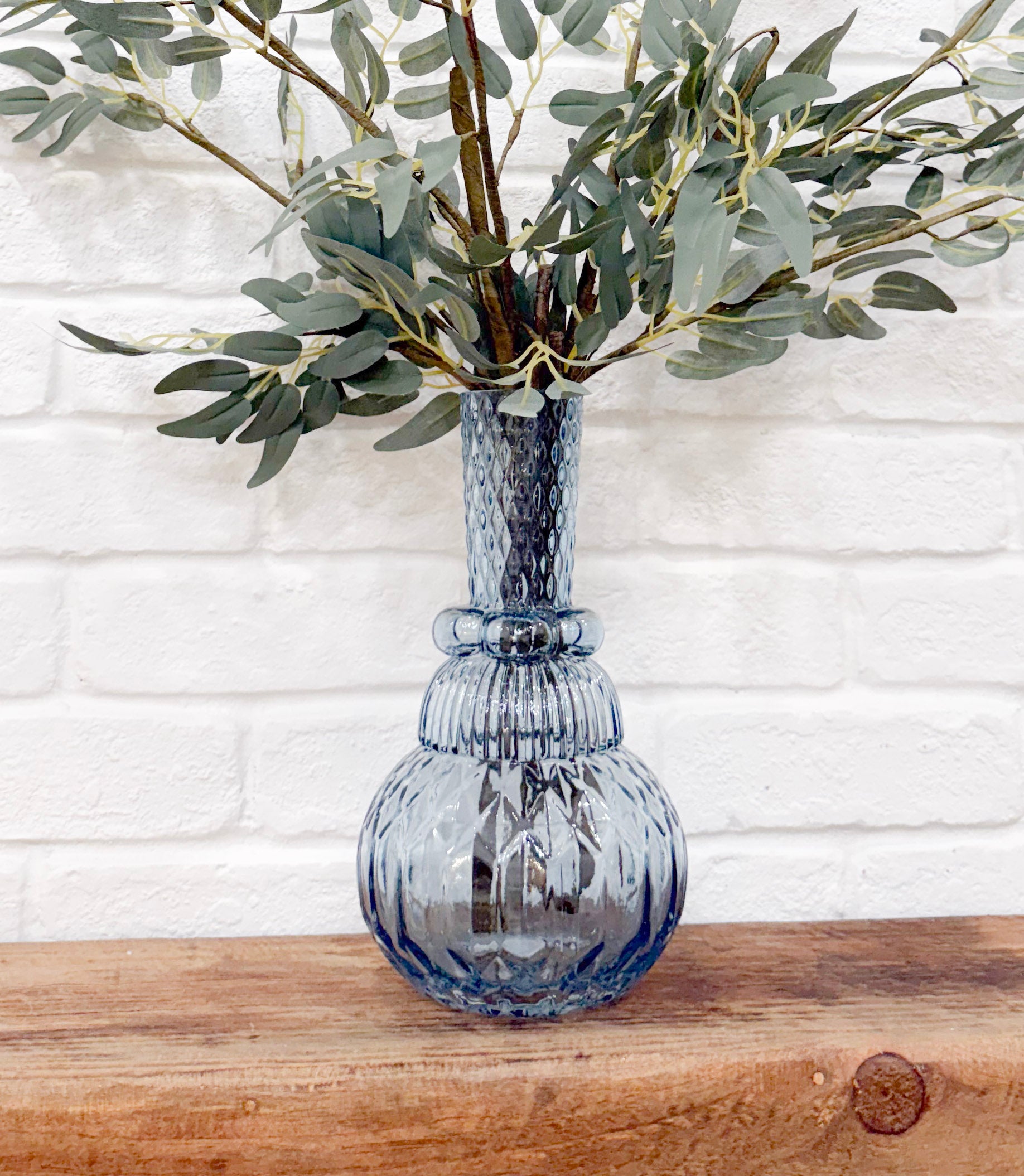 Pressed Glass Blue Vase