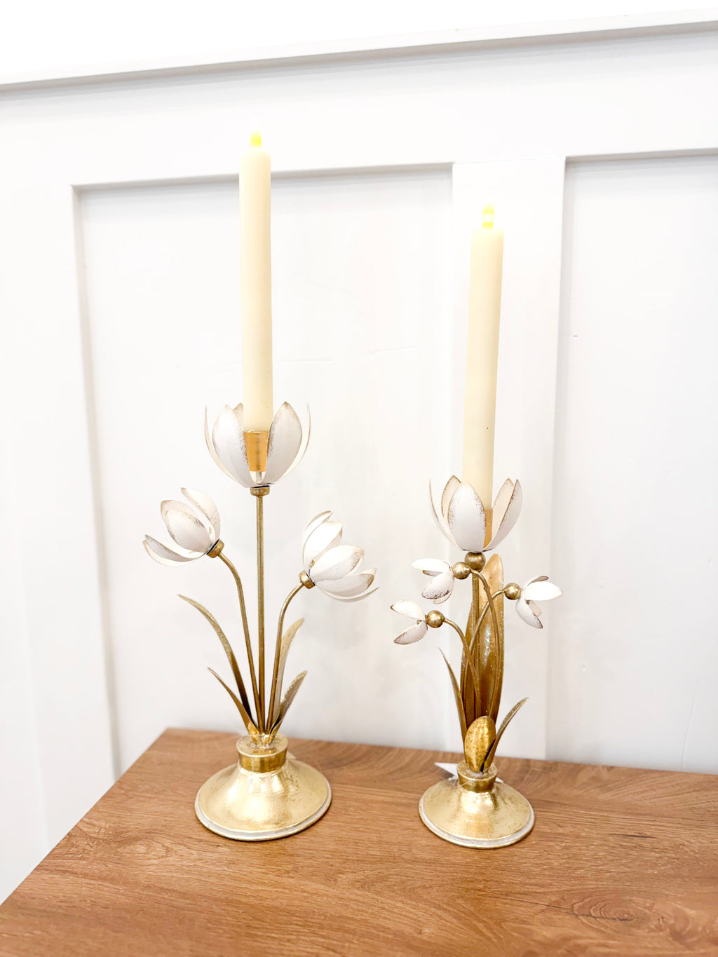 10" Floral Metal Candle Holder