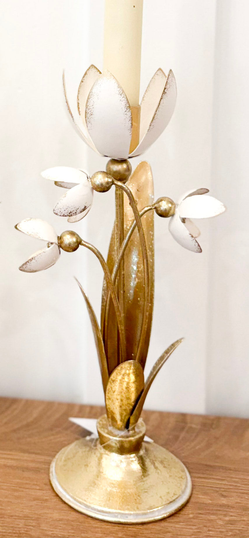 10" Floral Metal Candle Holder