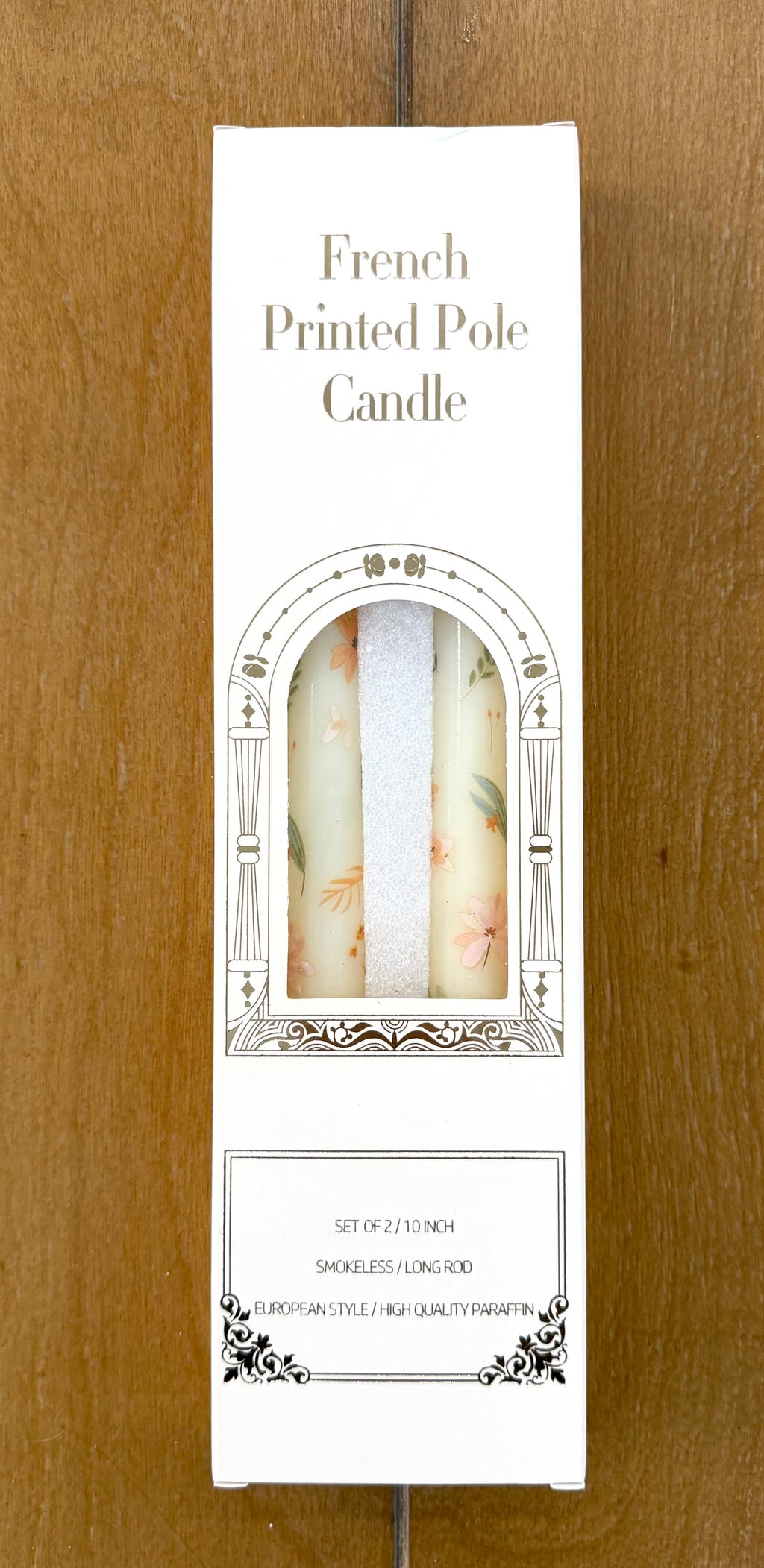 10" Floral Wax Taper Candles