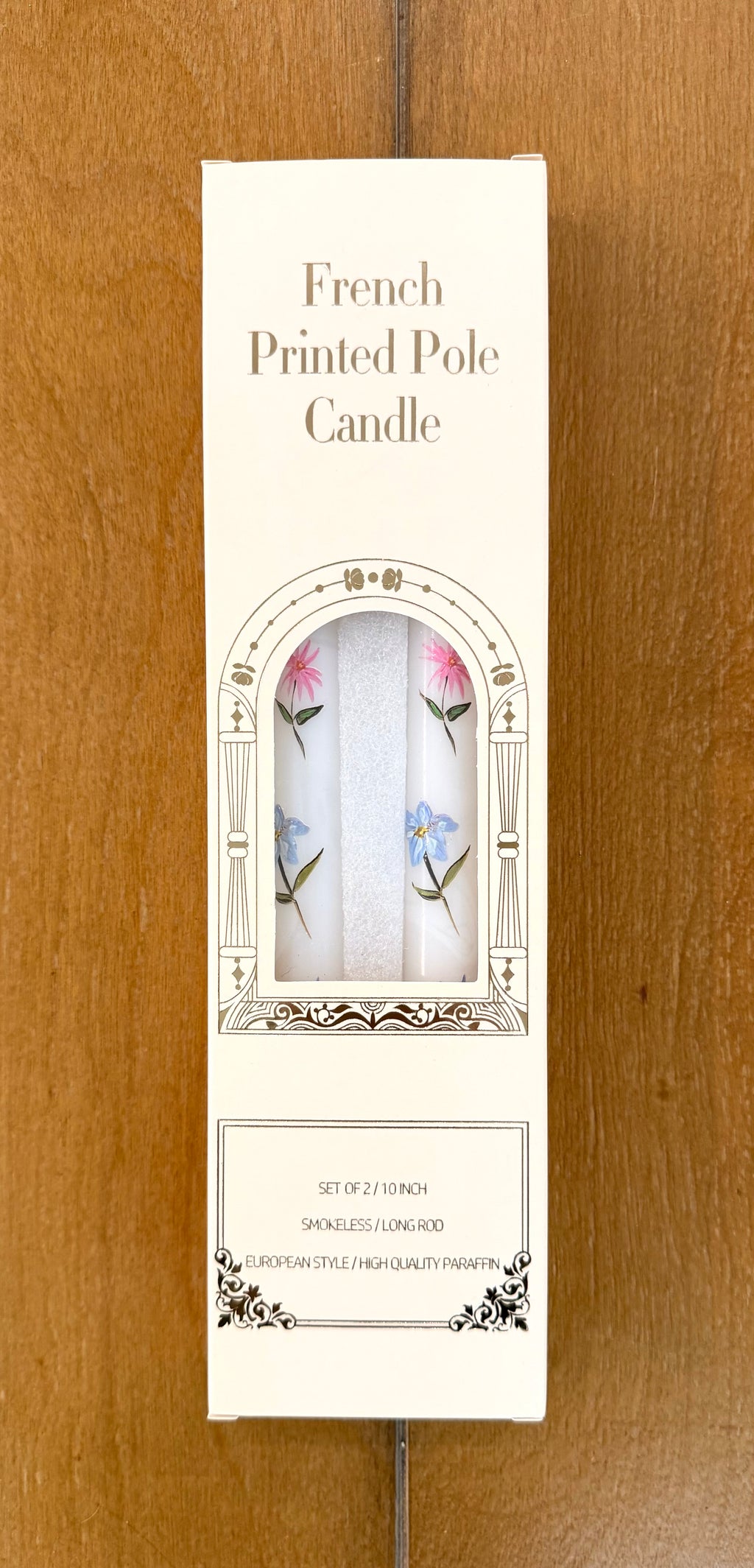 10" Floral Wax Taper Candles