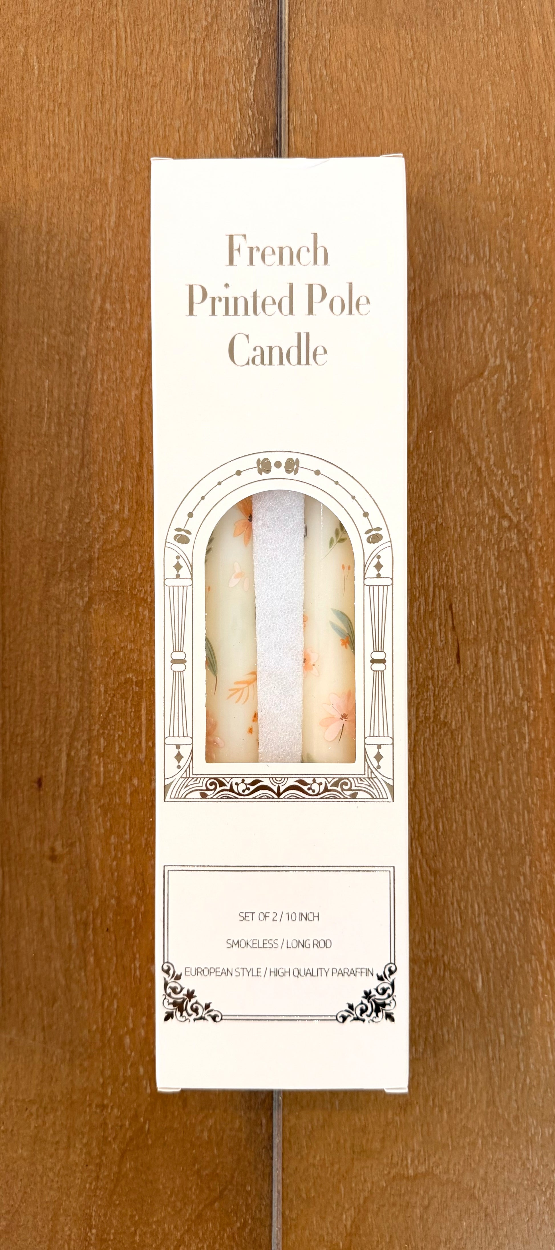 10" Floral Wax Taper Candles