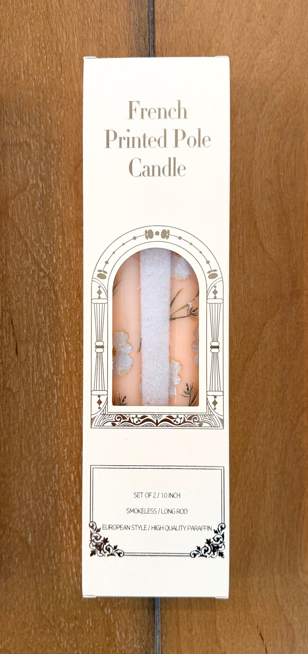 10" Floral Wax Taper Candles