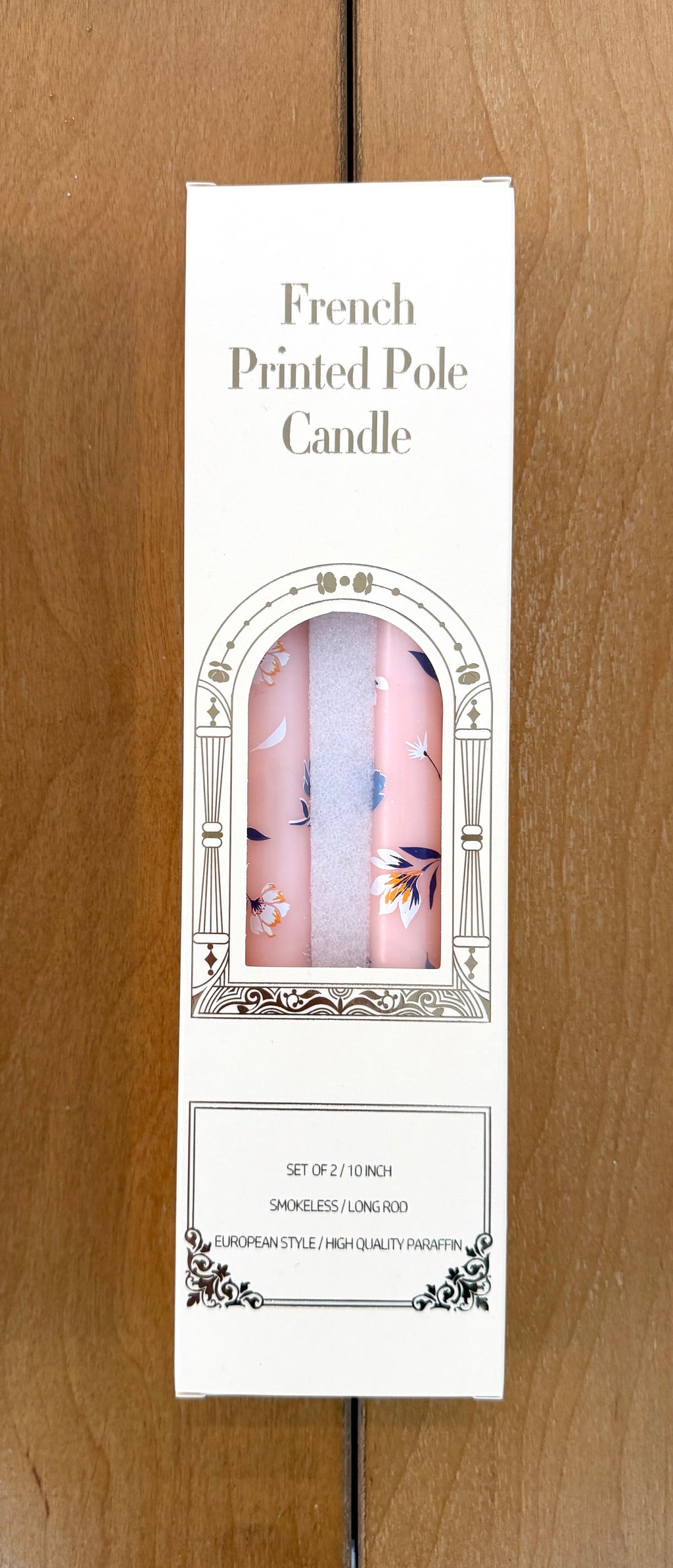 10" Floral Wax Taper Candles