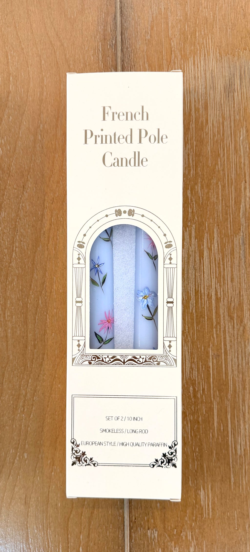 10" Floral Wax Taper Candles