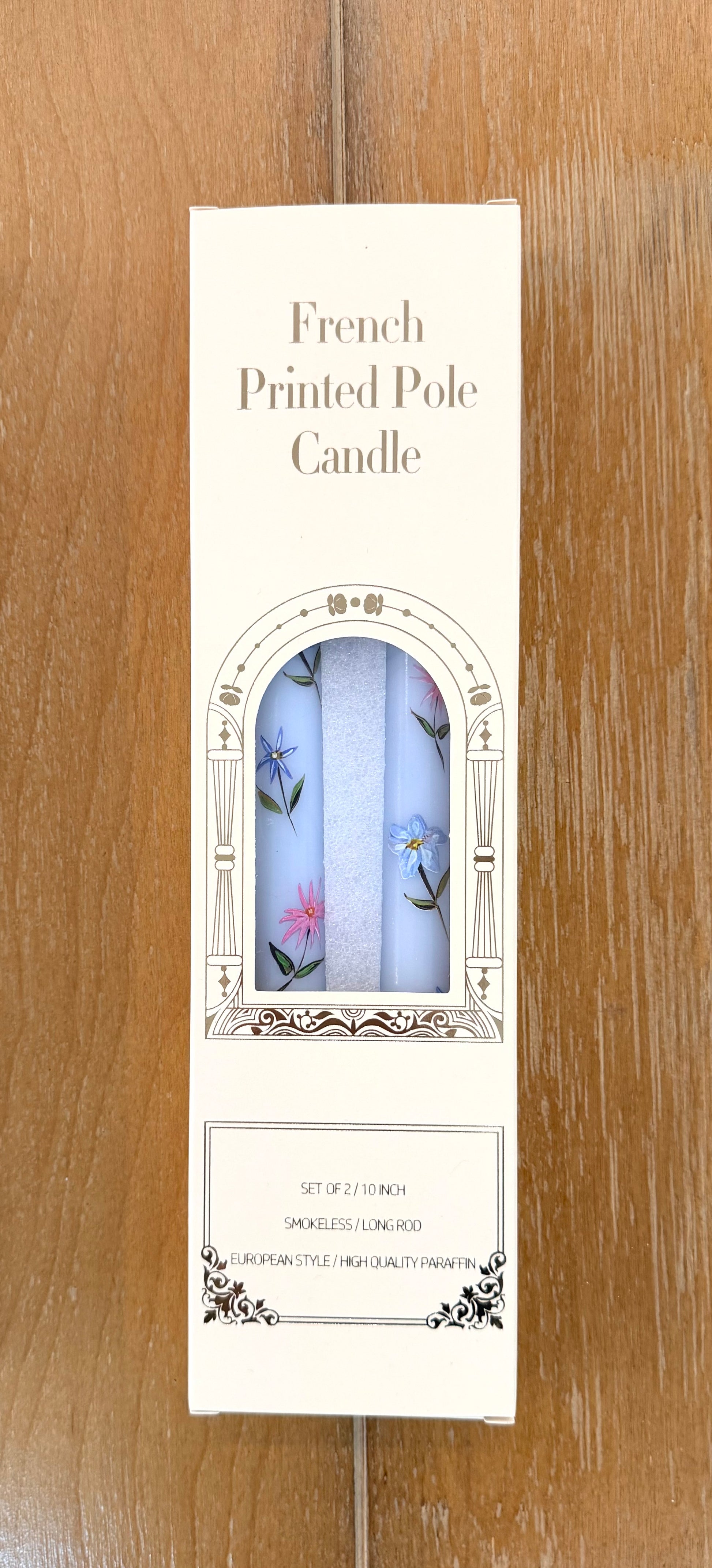 10" Floral Wax Taper Candles