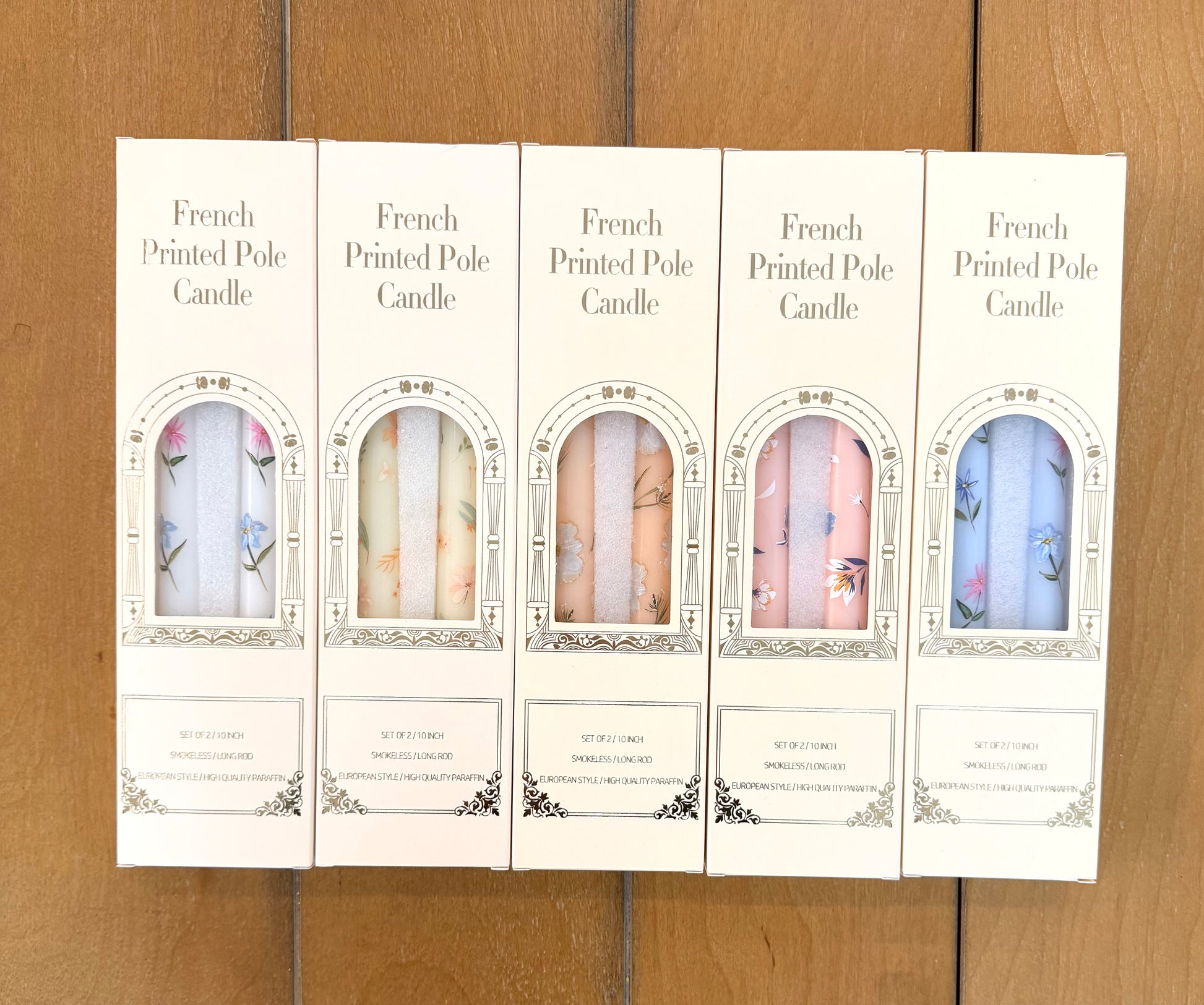 10" Floral Wax Taper Candles