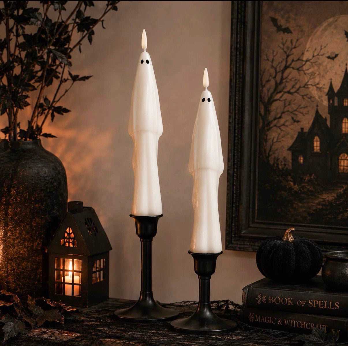 Pair of LED Ghost Candles